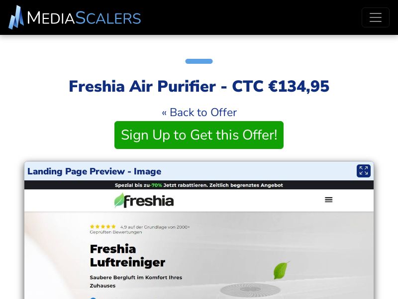 Freshia Air Purifier - CTC €134,95 {+DTC, Alt-Landers} (Event Tracking) [DE, AT]