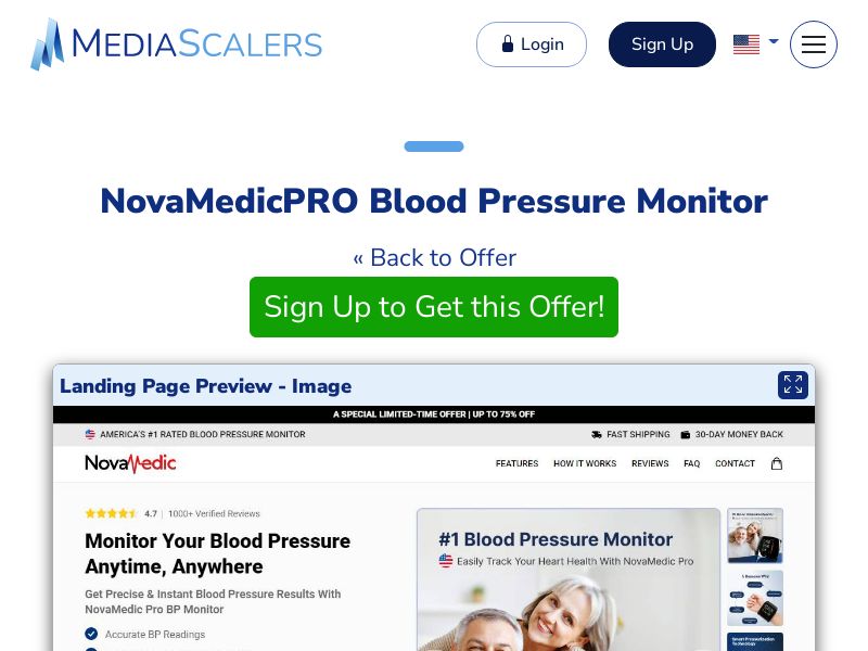 NovaMedicPRO Blood Pressure Monitor {+Advertorial, DTC, Alt-Landers} (Event Tracking) [US, DE, CA, AU, UK, FR, IL, +232 More]