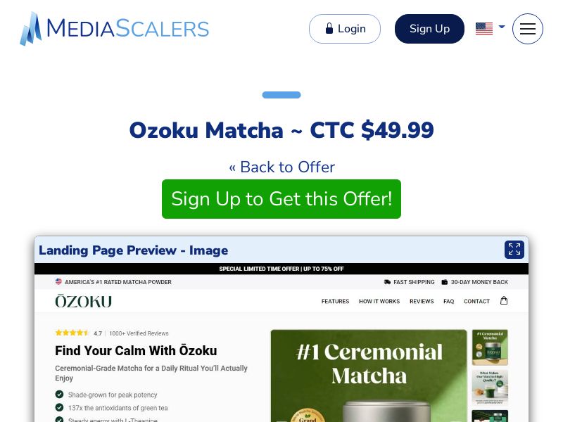 Ozoku Matcha ~ CTC $49.99 {+Advertorial, DTC, Alt-Landers} (Event Tracking) [US, DE, CA, AU, UK, FR, IL, +232 More]