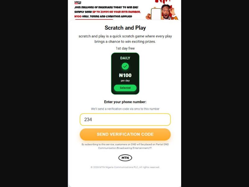 39028 - NG - [MOB] - Scratch and Play (Evina) - MTN - 2 Click