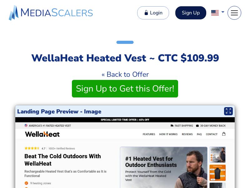 WellaHeat Heated Vest ~ CTC $109.99 {+Advertorial, DTC, Alt-Landers} (Event Tracking) [US, DE, CA, AU, UK, FR, IL, +232 More]