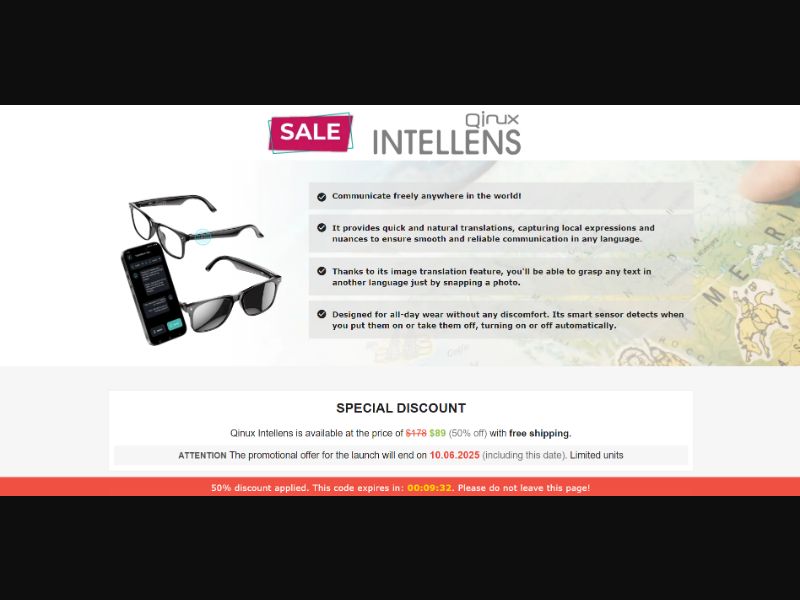 [WEB+MOB] Qinux Intellens – Smart Glasses /International (112 GEOs) CPS *FB/TT/Google/Taboola Pixel* [Approval Required]