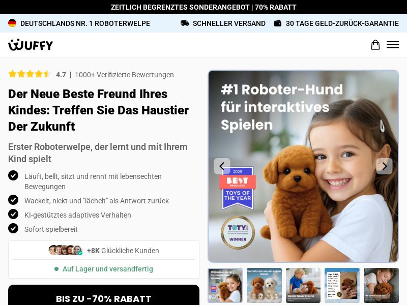 ! NEW OFFER - Wuffy Robot Puppy - DTC [DE] (Social,Banner,Native,Push,SEO,Search,Brand Bidding) - CPA 