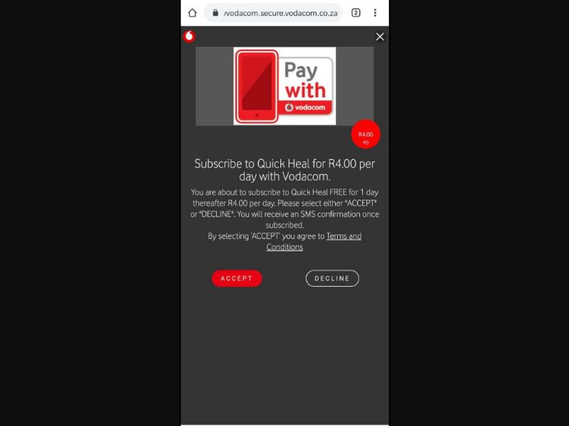 [MOB] Quick heal /ZA [Vodacom] - 2 Click