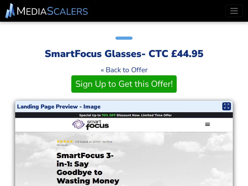 SmartFocus Glasses- CTC £44.95 {+Advertorial, DTC, Alt-Landers} (Event Tracking) [UK]