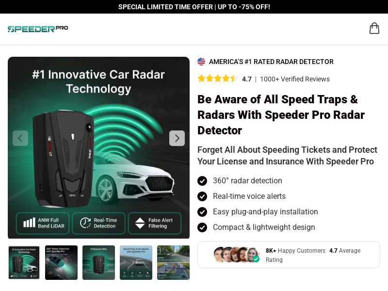 SpeederPro Radar Detector - DTC [INTL] (Social,Banner,Native,Push,SEO,Search,Brand Bidding) - CPA