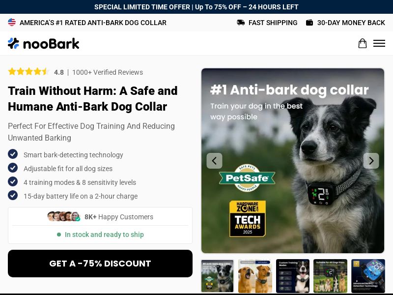! HOT - NooBark Anti-Bark Collar - Product Page [INTL] (Social,Banner,Native,Push,SEO,Search,Brand Bidding) - CPA