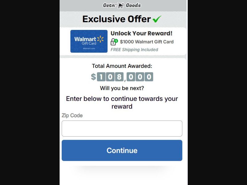 34122 - US - [WEB+MOB] - GetnGoods - Walmart Rewards Social 1000 USD - CPL SOI