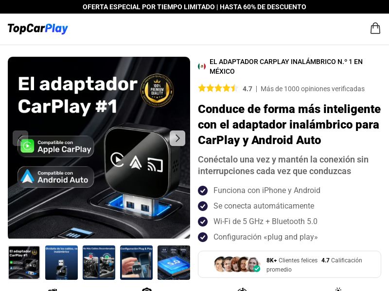 TopCarPlay Wireless CarPlay - DTC [LATAM] (Social,Banner,Native,Push,SEO,Search,Brand Bidding) - CPA 