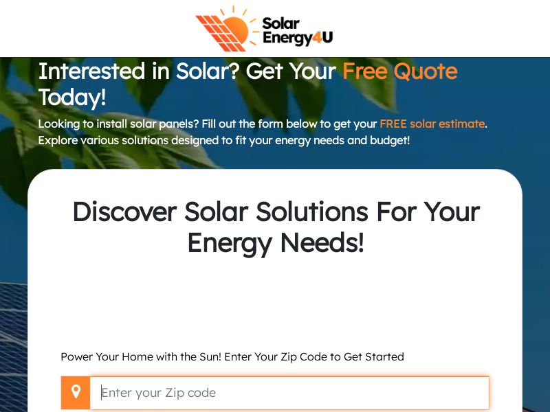 SolarEnergy4u Solar Installers - US - CPL - Desktop/Mobile - Paid Social (Pre-approval required)