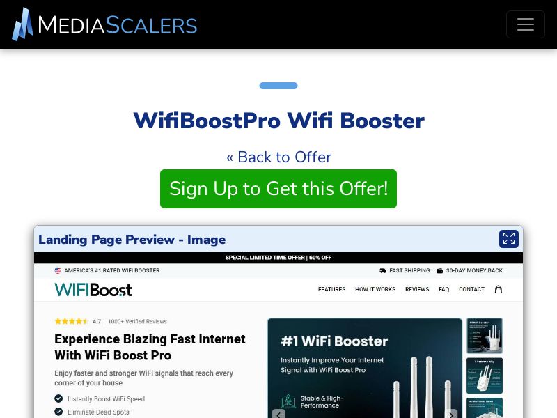 WifiBoostPro Wifi Booster {+Advertorial, DTC, Alt-Landers} [US, DE, CA, AU, UK, FR, IL, +232 More]