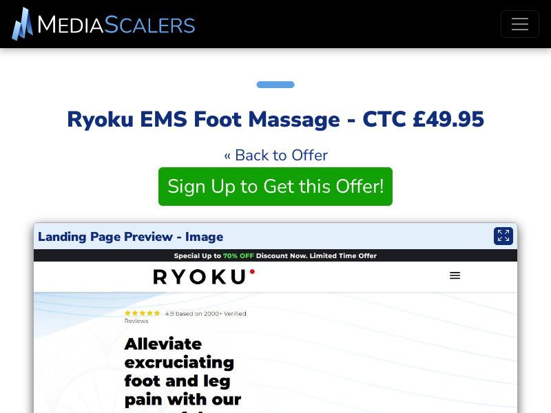 Ryoku EMS Foot Massage - CTC £49.95 {+DTC, Alt-Landers} (Event Tracking) [UK]