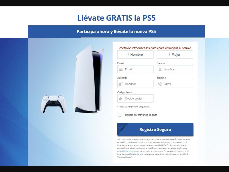 PS5 ES [ES] - SOI registration