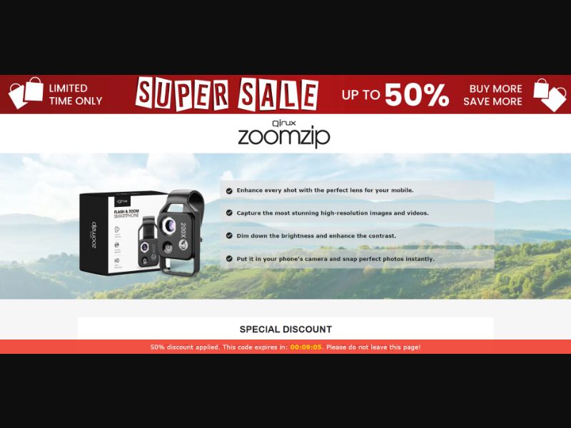 [WEB+MOB] Qinux Zoomzip – Smartphone Photo Lens /International (112 GEOs) CPS *FB/TT/Google/Taboola Pixel* [Approval Required]