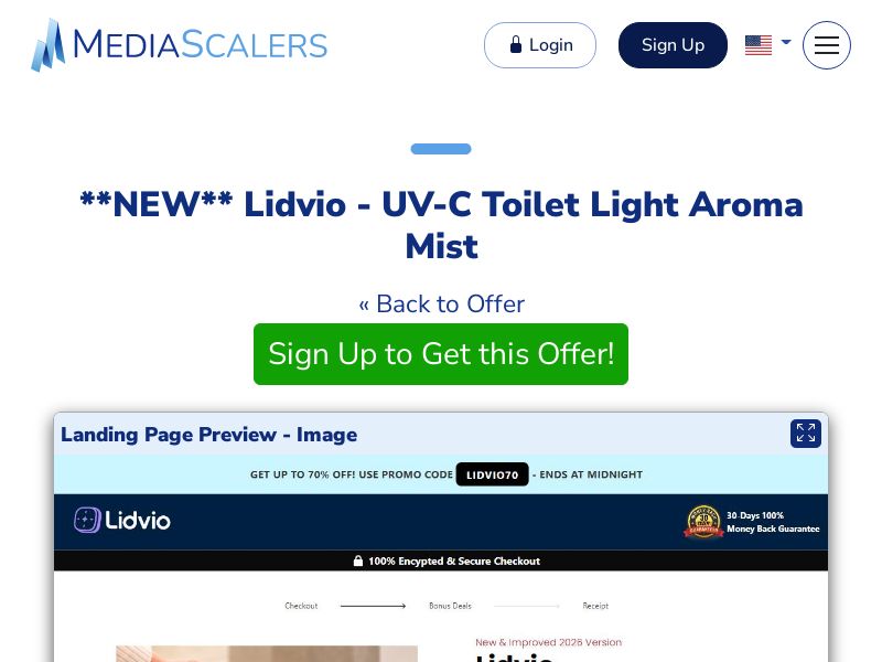 Lidvio - UV-C Toilet Light Aroma Mist {+DTC, Alt-Landers} (Event Tracking) [UK]