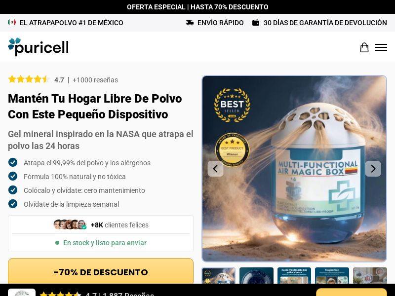 ! NEW OFFER - PuriCell Dust Trapper [LATAM] (Social,Banner,Native,Push,SEO,Search,Brand Bidding) - CPA 