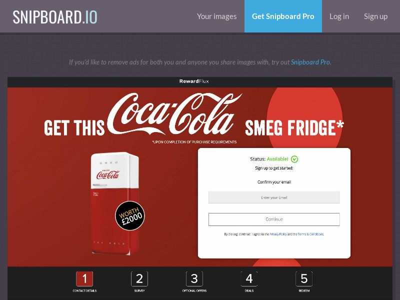 RewardFlux - CocaCola £2000 Smeg Fridge UK - SOI