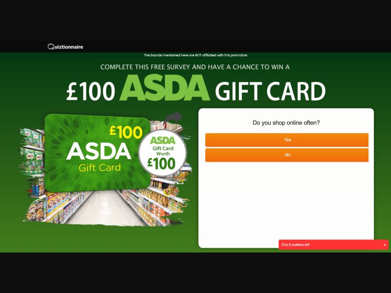 UK - Quiztionnaire - ASDA £100 Giftcard - (CPL)