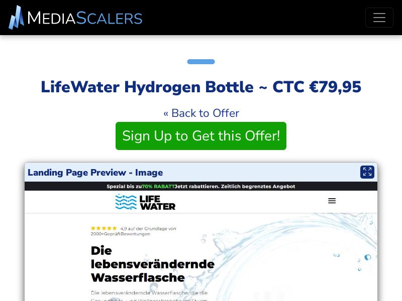 LifeWater Hydrogen Bottle ~ CTC €79,95 {+DTC, Alt-Landers} (Event Tracking) [DE, AT]