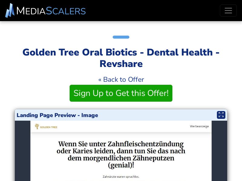 Golden Tree Oral Biotics - Dental Health - Revshare {+Advertorial, VSL, Alt-Landers} [CH]