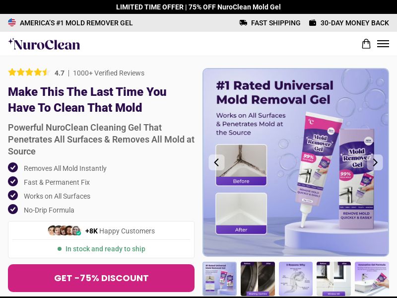 ! HOT OFFER - NuroClean Mold Remover - Product Page [INTL] (Social,Banner,Native,Push,SEO,Search,Brand Bidding) - CPA