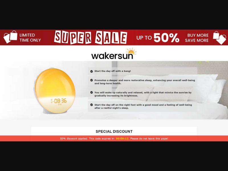 [WEB+MOB] Qinux Wakersun – Alarm Clock /International (112 GEOs) CPS *FB/TT/Google/Taboola Pixel*