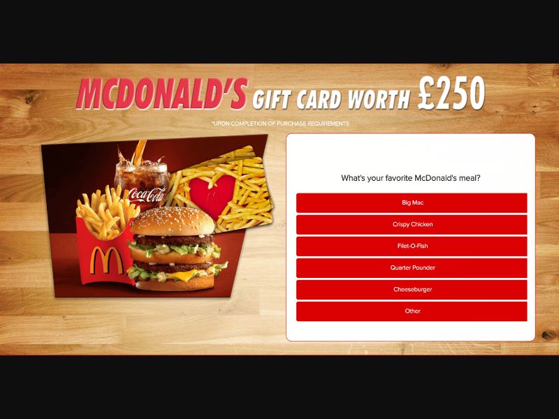 UK - RewardFlux - McDonalds Giftcard - (CPL)