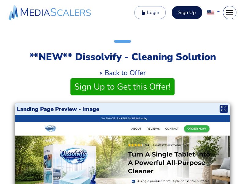 Dissolvify - Cleaning Solution {+Advertorial, DTC, Alt-Landers} [US, DE, CA, AU, UK, IL, ZA, +102 More]