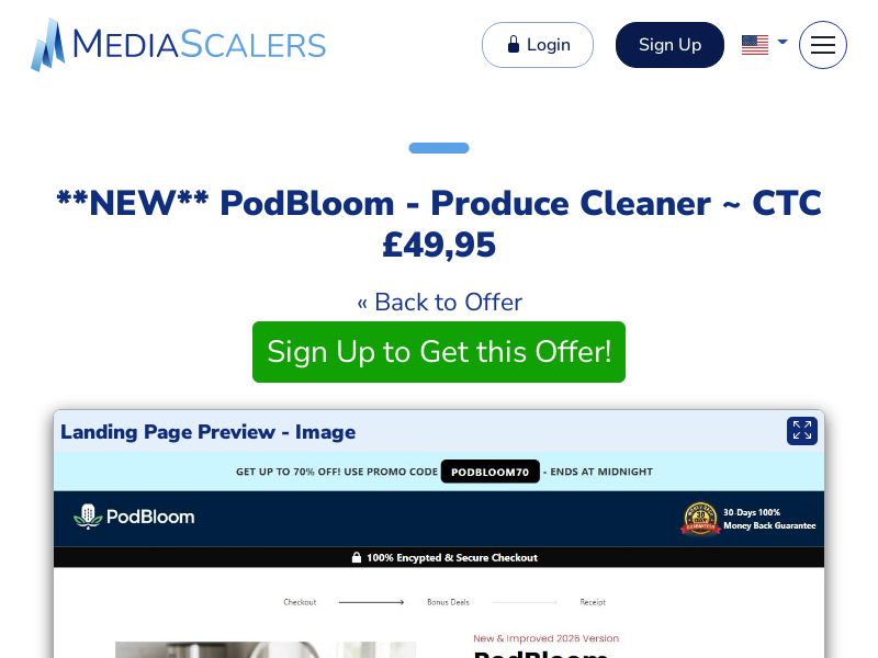 PodBloom - Produce Cleaner ~ CTC £49,95 {+DTC, Alt-Landers, Advertorial} (Event Tracking) [UK]