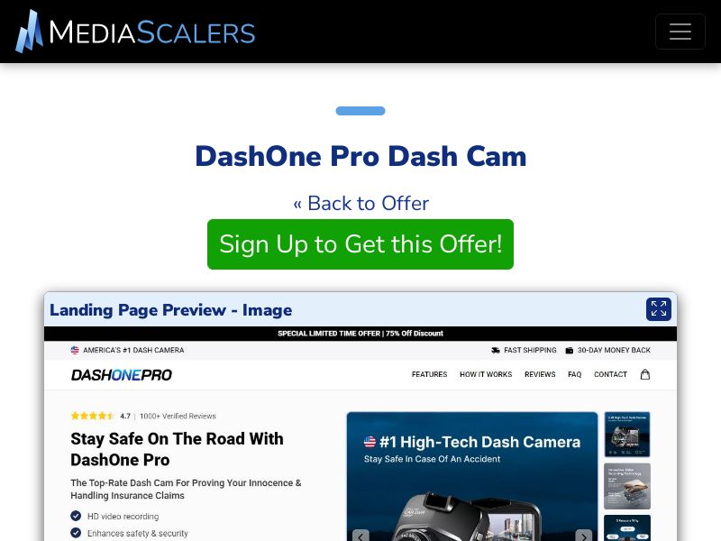 DashOne Pro Dash Cam {+Advertorial, DTC, Alt-Landers} [US, DE, CA, AU, UK, FR, IL, +232 More]
