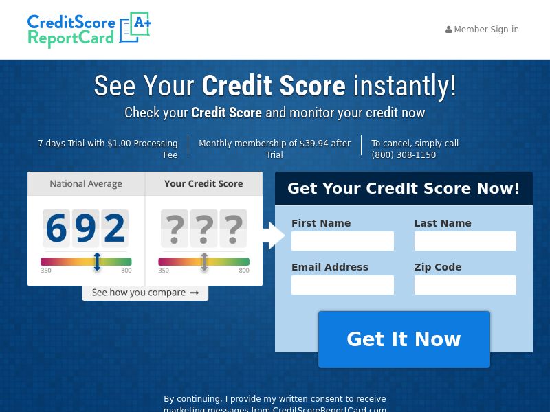CreditScore ReportCard - $1 Trial - CPS | US