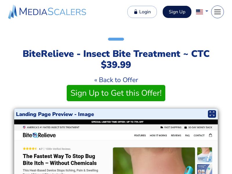 BiteRelieve - Insect Bite Treatment ~ CTC $39.99 {+Advertorial, DTC, Alt-Landers} (Event Tracking) [US, DE, CA, AU, UK, FR, IL, +232 More]