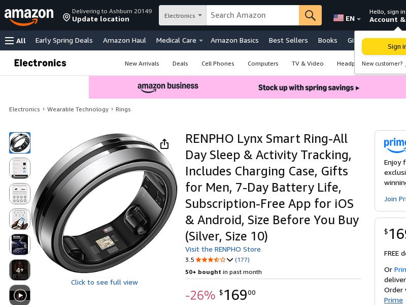 RENPHO Lynx Smart Ring - 8-Electrode - CPS | US