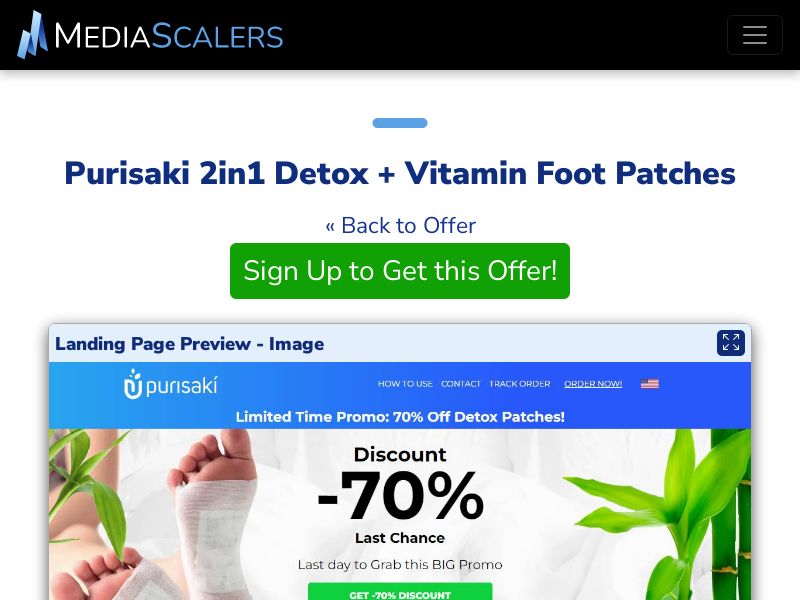 Purisaki 2in1 Detox + Vitamin Foot Patches {+Advertorial, DTC, Multi-Lang} (Event Tracking) [US, DE, CA, AU, UK, FR, IL, +43 More]