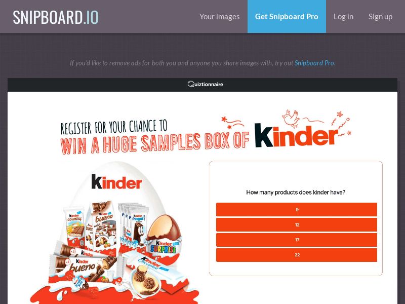 Quiztionnaire - Kinder samples UK - SOI