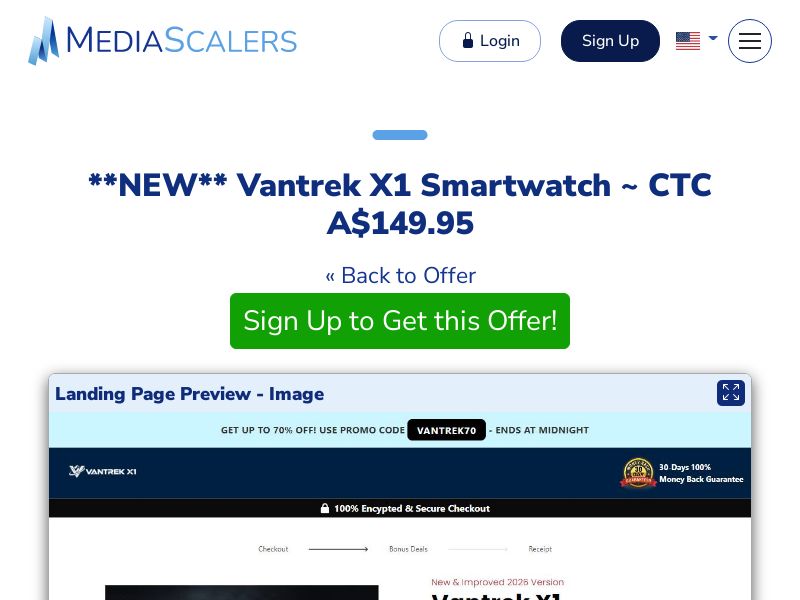 Vantrek X1 Smartwatch ~ CTC A$149.95 {+DTC, Alt-Landers} (Event Tracking) [AU]
