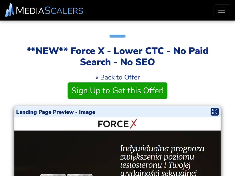 Force X - Lower CTC - No Paid Search - No SEO {+Advertorial, DTC, Alt-Landers, Quiz} [ES]