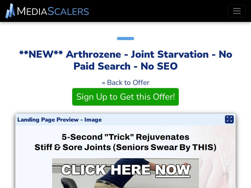 Arthrozene - Joint Starvation - No Paid Search - No SEO [US, CA, AU, UK]