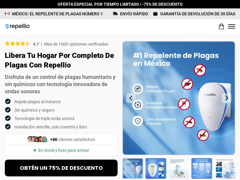 ! NEW OFFER - Repellio Pest Repeller Sound [LATAM] (Social,Banner,Native,Push,SEO,Search,Brand Bidding) - CPA