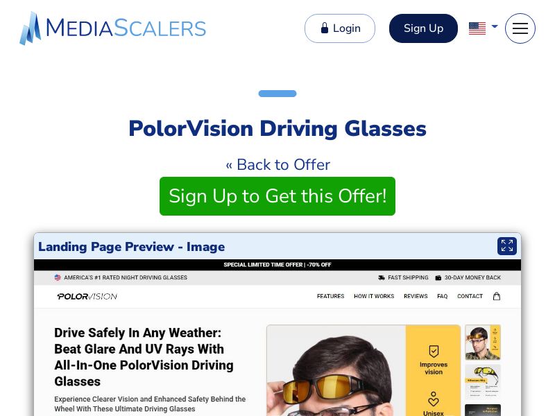 PolorVision Driving Glasses {+Advertorial, DTC, Alt-Landers} (Event Tracking) [US, DE, CA, AU, UK, FR, IL, +232 More]