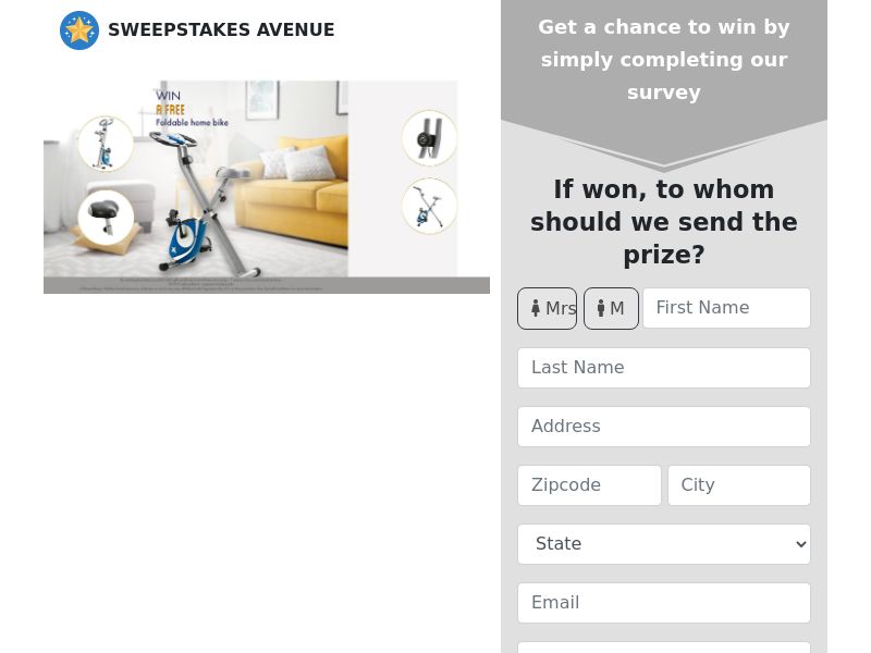 Sweepstake Avenue - Foldable Home Bike - CPL - US [EXCLUSIVE]