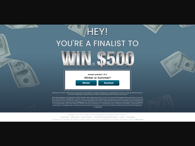 BlissfulDaily - $500 Daily Sweepstakes - CPL (US)