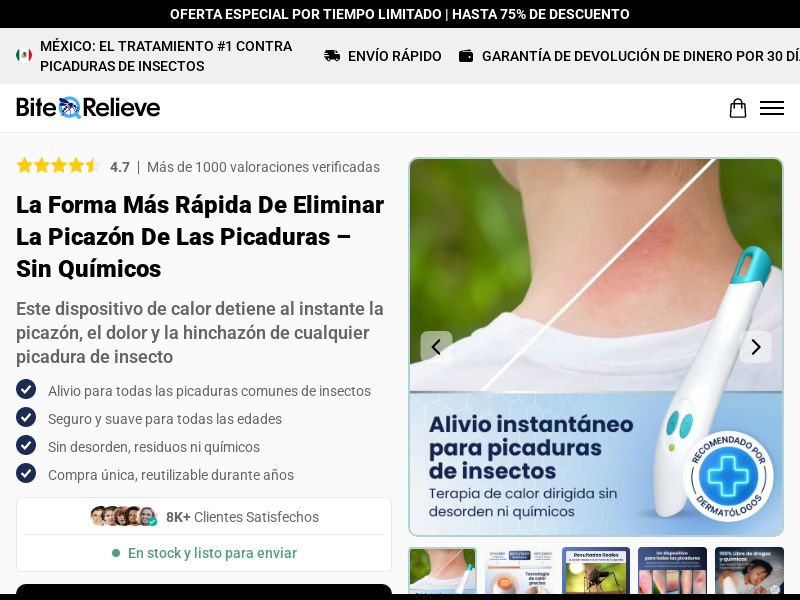 ! NEW OFFER - BiteRelieve Insect Bite Treatment [LATAM] (Social,Banner,Native,Push,SEO,Search,Brand Bidding) - CPA