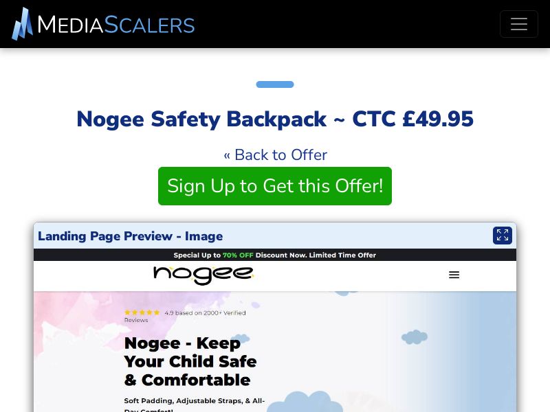 Nogee Safety Backpack ~ CTC £49.95 {+DTC, Alt-Landers} (Event Tracking) [UK]