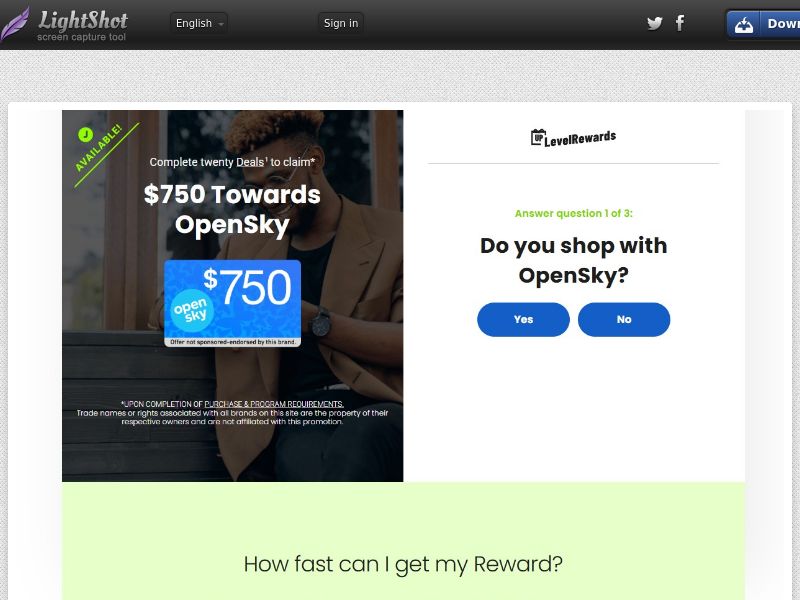 Rewards US - Social/Incent - OpenSky $750 - CPL | US