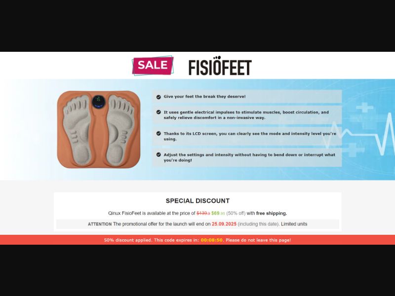 [WEB+MOB] Qinux FisioFeet – EMS Foot Massager /International (112 GEOs) CPS *FB/TT/Google/Taboola Pixel* [Approval Required]