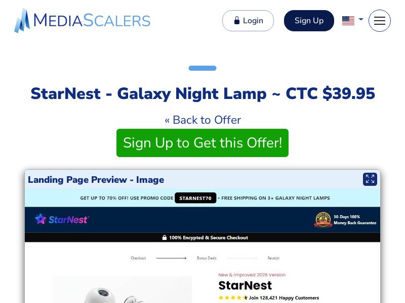 StarNest - Galaxy Night Lamp ~ CTC $39.95 {+Advertorial, DTC, Alt-Landers} (Event Tracking) [US]