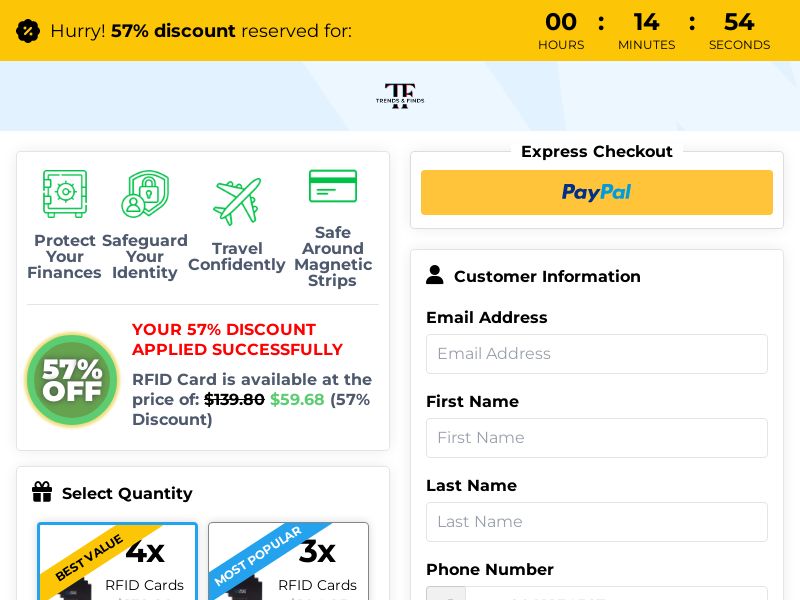 Credit Guard RFID Blocking Card- DTC [US] (Native,Social,Banner,Search,SEO) - CPA {No BrandBidding} 