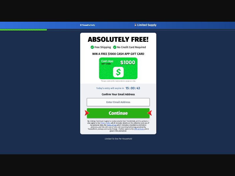 Trendndaily - Cashapp $1000 card - US - (Social Only)