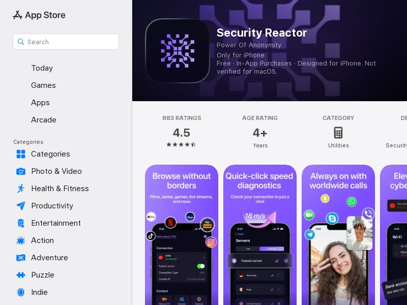 SecurityReactor VPN CPT iOS US